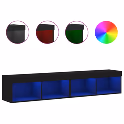 vidaXL TV Cabinets with LED Lights TV Stand Media Cabinet TV Unit 2 pcs Black