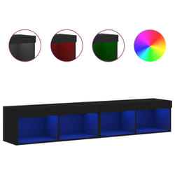 vidaXL TV Cabinets with LED Lights TV Stand Media Cabinet TV Unit 2 pcs Black