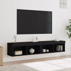 vidaXL TV Cabinets with LED Lights TV Stand Media Cabinet TV Unit 2 pcs Black - Additional view 4