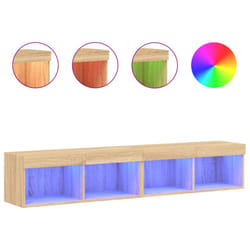 vidaXL TV Cabinets with LED Lights TV Stand Cabinet TV Unit 2 pcs Sonoma Oak