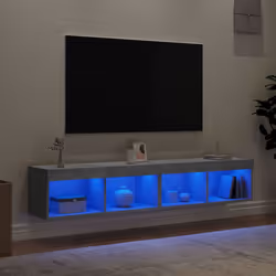 vidaXL TV Cabinets with LED Lights 2 pcs Concrete Grey 80x30x30 cm - Additional view 3