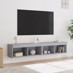 vidaXL TV Cabinets with LED Lights 2 pcs Concrete Grey 80x30x30 cm - Additional view 4