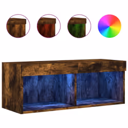 vidaXL TV Cabinet with LED Lights TV Stand Media Cabinet TV Unit Smoked Oak