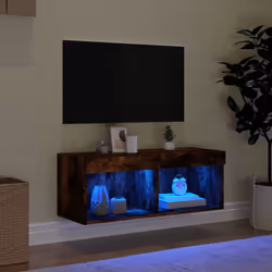 vidaXL TV Cabinet with LED Lights TV Stand Media Cabinet TV Unit Smoked Oak