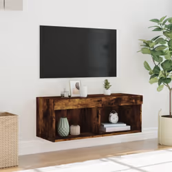 vidaXL TV Cabinet with LED Lights TV Stand Media Cabinet TV Unit Smoked Oak - Additional view 4