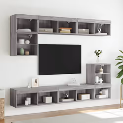 vidaXL TV Cabinets with LED Lights TV Stand Cabinet TV Unit 2 pcs Grey Sonoma