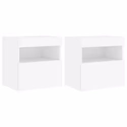 vidaXL TV Wall Cabinets with LED Lights Wall Mounted TV Units 2 pcs White