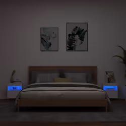vidaXL TV Wall Cabinets with LED Lights Wall Mounted TV Units 2 pcs White