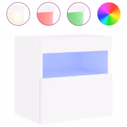 vidaXL TV Wall Cabinets with LED Lights Wall Mounted TV Units 2 pcs White - Additional view 6