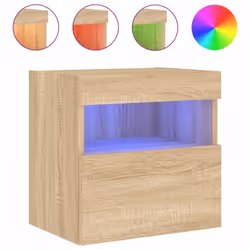 vidaXL TV Wall Cabinets with LED Lights Floating TV Unit 2 pcs Sonoma Oak - Additional view 6