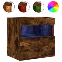 vidaXL TV Wall Cabinet with LED Lights Floating TV Unit TV Cabinet Smoked Oak