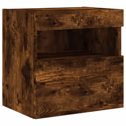 vidaXL TV Wall Cabinet with LED Lights Floating TV Unit TV Cabinet Smoked Oak