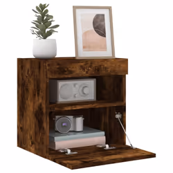 vidaXL TV Wall Cabinet with LED Lights Floating TV Unit TV Cabinet Smoked Oak - Additional view 6