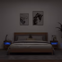 vidaXL TV Wall Cabinets with LED Lights Floating TV Unit 2 pcs Smoked Oak - Additional view 2