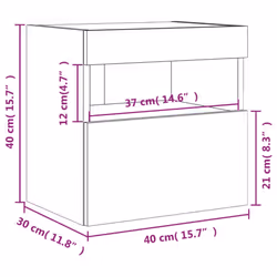 vidaXL TV Wall Cabinets with LED Lights Floating TV Unit 2 pcs Smoked Oak - Additional view 3