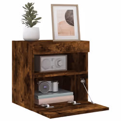 vidaXL TV Wall Cabinets with LED Lights Floating TV Unit 2 pcs Smoked Oak - Additional view 5