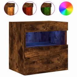 vidaXL TV Wall Cabinets with LED Lights Floating TV Unit 2 pcs Smoked Oak - Additional view 6