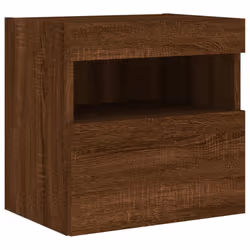 vidaXL TV Wall Cabinet with LED Lights Floating TV Unit TV Cabinet Brown Oak