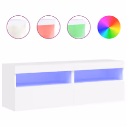 vidaXL TV Wall Cabinets with LED Lights Wall Mounted TV Units 2 pcs White