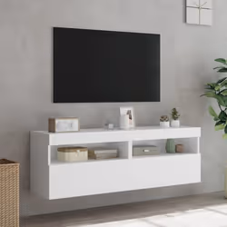 vidaXL TV Wall Cabinets with LED Lights Wall Mounted TV Units 2 pcs White - Additional view 4