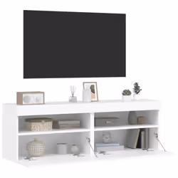 vidaXL TV Wall Cabinets with LED Lights Wall Mounted TV Units 2 pcs White - Additional view 6