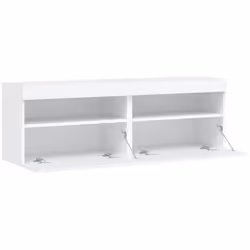 vidaXL TV Wall Cabinets with LED Lights Wall Mounted TV Units 2 pcs White - Additional view 7