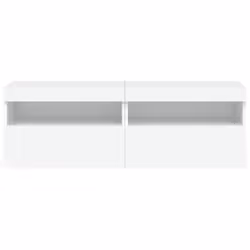 vidaXL TV Wall Cabinets with LED Lights Wall Mounted TV Units 2 pcs White - Additional view 8