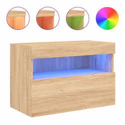 vidaXL TV Wall Cabinet with LED Lights Floating TV Unit TV Cabinet Sonoma Oak