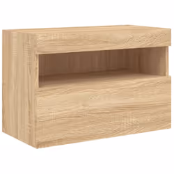 vidaXL TV Wall Cabinet with LED Lights Floating TV Unit TV Cabinet Sonoma Oak