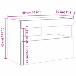 vidaXL TV Wall Cabinet with LED Lights Floating TV Unit TV Cabinet Sonoma Oak