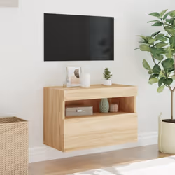 vidaXL TV Wall Cabinet with LED Lights Floating TV Unit TV Cabinet Sonoma Oak - Additional view 4
