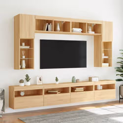 vidaXL TV Wall Cabinet with LED Lights Floating TV Unit TV Cabinet Sonoma Oak - Additional view 5
