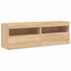 vidaXL TV Wall Cabinets with LED Lights Floating TV Unit 2 pcs Sonoma Oak