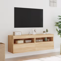 vidaXL TV Wall Cabinets with LED Lights Floating TV Unit 2 pcs Sonoma Oak - Additional view 4