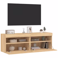 vidaXL TV Wall Cabinets with LED Lights Floating TV Unit 2 pcs Sonoma Oak - Additional view 6