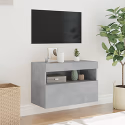 vidaXL TV Wall Cabinet with LED Lights Wall Mounted TV Units Concrete Grey - Additional view 4
