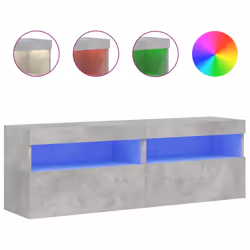 vidaXL TV Wall Cabinets with LED Lights Floating TV Unit 2 pcs Concrete Grey