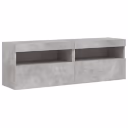vidaXL TV Wall Cabinets with LED Lights Floating TV Unit 2 pcs Concrete Grey