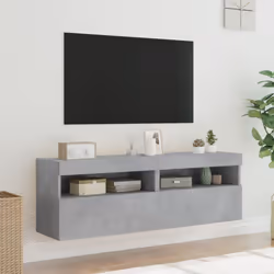 vidaXL TV Wall Cabinets with LED Lights Floating TV Unit 2 pcs Concrete Grey - Additional view 4