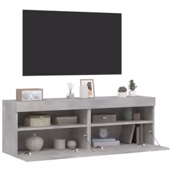 vidaXL TV Wall Cabinets with LED Lights Floating TV Unit 2 pcs Concrete Grey - Additional view 6