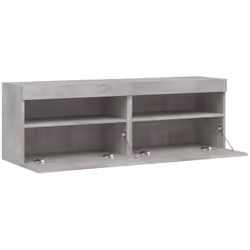 vidaXL TV Wall Cabinets with LED Lights Floating TV Unit 2 pcs Concrete Grey - Additional view 7