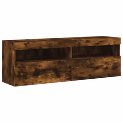 vidaXL TV Wall Cabinets with LED Lights Floating TV Unit 2 pcs Smoked Oak