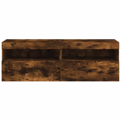 vidaXL TV Wall Cabinets with LED Lights Floating TV Unit 2 pcs Smoked Oak - Additional view 8
