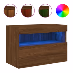 vidaXL TV Wall Cabinet with LED Lights Floating TV Unit TV Cabinet Brown Oak