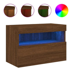 vidaXL TV Wall Cabinet with LED Lights Floating TV Unit TV Cabinet Brown Oak