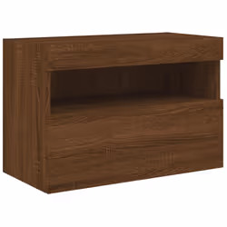 vidaXL TV Wall Cabinet with LED Lights Floating TV Unit TV Cabinet Brown Oak