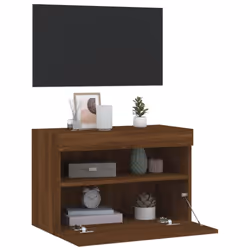 vidaXL TV Wall Cabinet with LED Lights Floating TV Unit TV Cabinet Brown Oak - Additional view 6