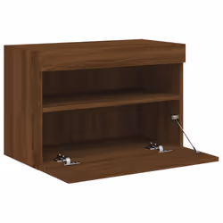 vidaXL TV Wall Cabinet with LED Lights Floating TV Unit TV Cabinet Brown Oak - Additional view 7