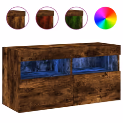 vidaXL TV Wall Cabinet with LED Lights Floating TV Unit TV Cabinet Smoked Oak