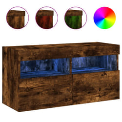 vidaXL TV Wall Cabinet with LED Lights Floating TV Unit TV Cabinet Smoked Oak